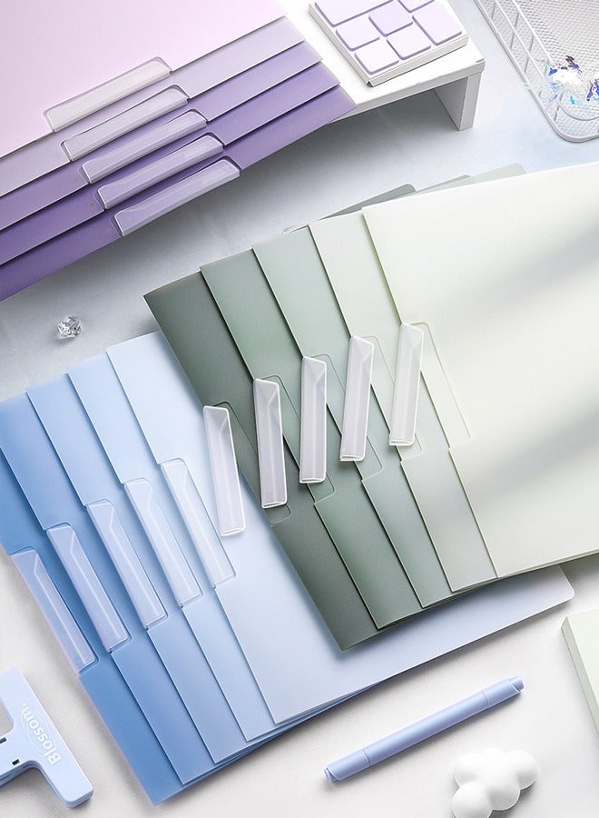 مجلدات ملونة متدرجة، 3 مجموعات من 15 مجلدًا بلاستيكيًا، تخزين تصنيف البيانات المكتبية A4، جيوب تخزين معلومات البيانات التعليمية والتجارية (3 أنظمة ألوان) - Image 2